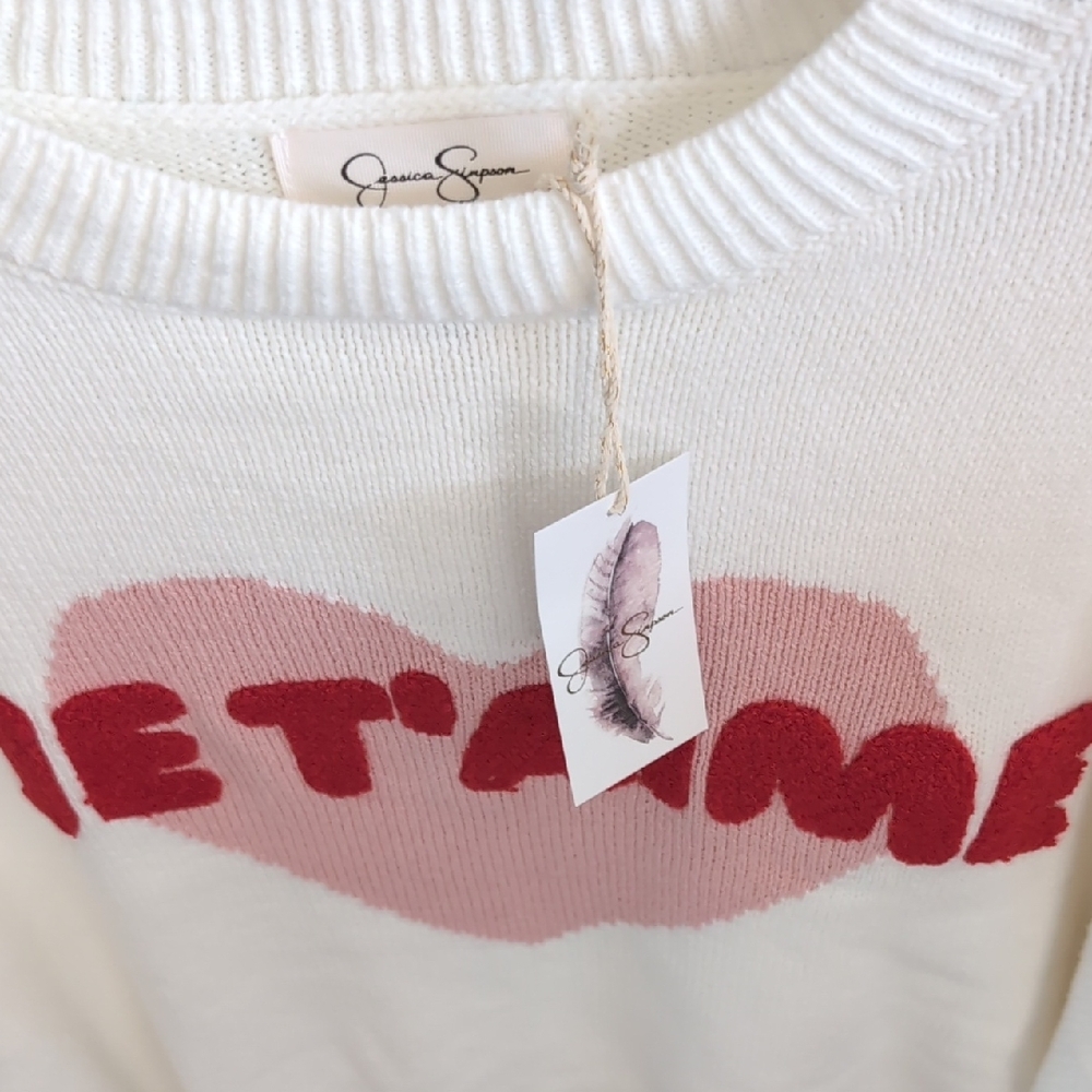 Jessica Simpson Cream and Red Sweater